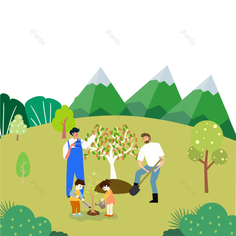 卡通图片,插画元素,树林PNG,自然免抠素材